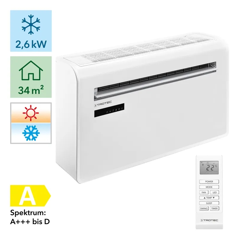 Nástěnná klimatizace PAC-W 2650 SH Trotec - 2,6 kW (9000 Btu/h), WiFi