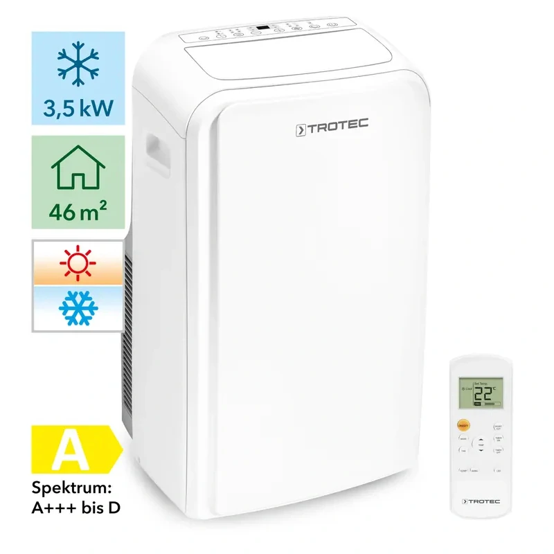 Mobilní klimatizace PAC 3500 SH Trotec - 3,5 kW (12000 Btu/h), s funkcí topení - zdarma těsnění do oken Airlock 100 Trotec