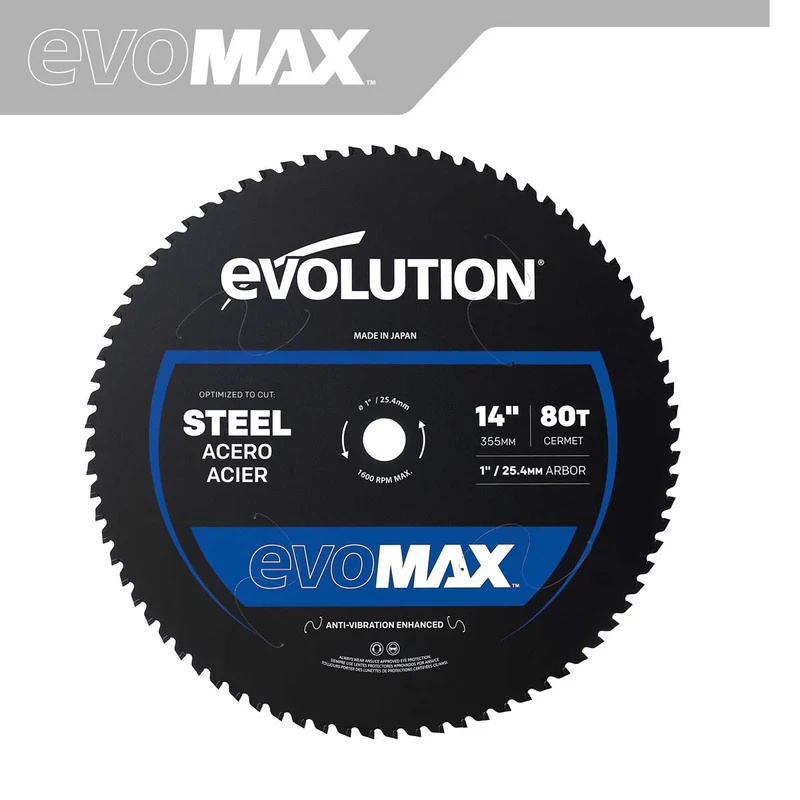 Profesionální kotouč na ocel s cermet-karbidovými zuby EVOMAX 355 Evolution - 355x25,4x2,4mm (80z)