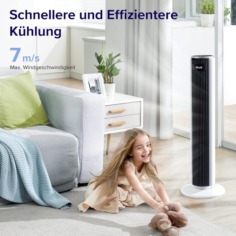 Tichý domácí sloupový ventilátor LTF-F361 LEVOIT - 28 dB, 5 rychlostí