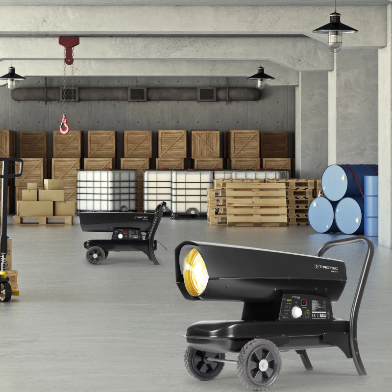 Naftové topidlo s přímým spalováním IDX20D TROTEC - 20 kW, 450 m³/h, termostat