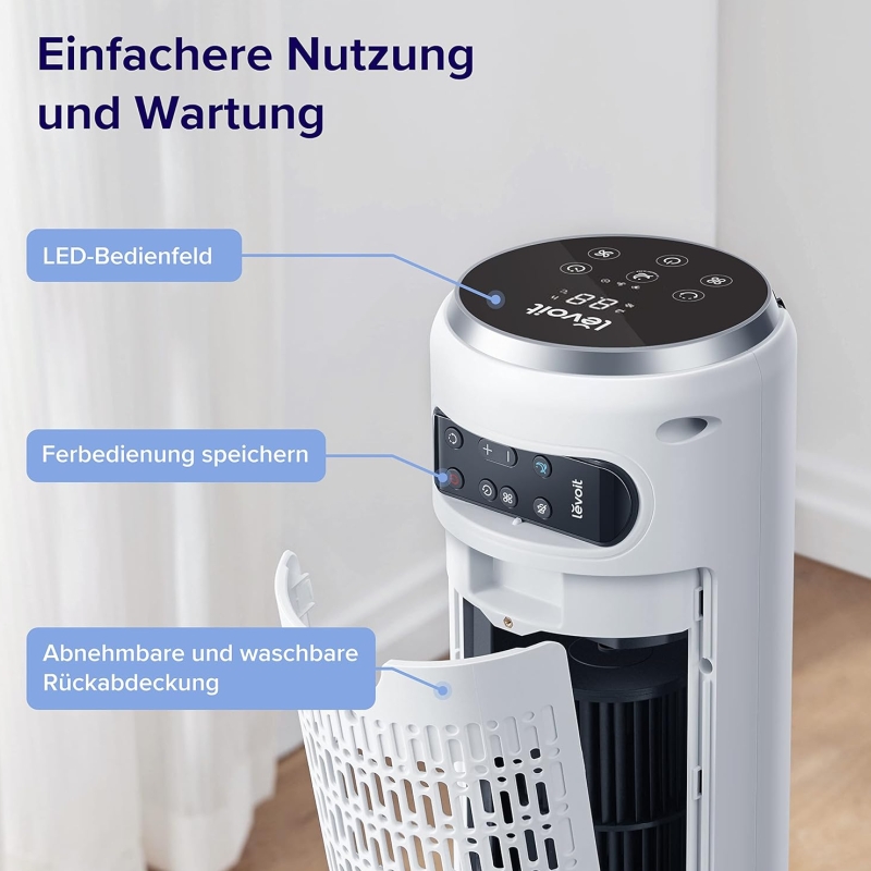 Tichý domácí sloupový ventilátor LTF-F361 LEVOIT - 28 dB, 5 rychlostí