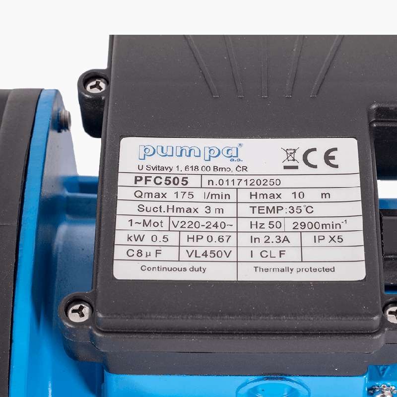 Samonasávací bazénové čerpadlo s předfiltrem PFC 505 Pumpa