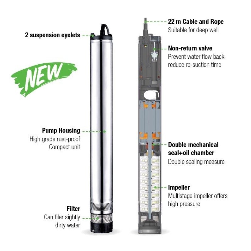 Leo LDW 4" ponorné zahradní automatické čerpadlo