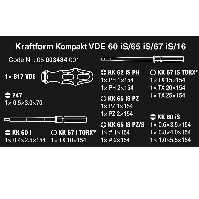 Sada šroubováku WERA Kraftform Kompakt VDE 16 extra slim 1 - 1000V, 16 dílů
