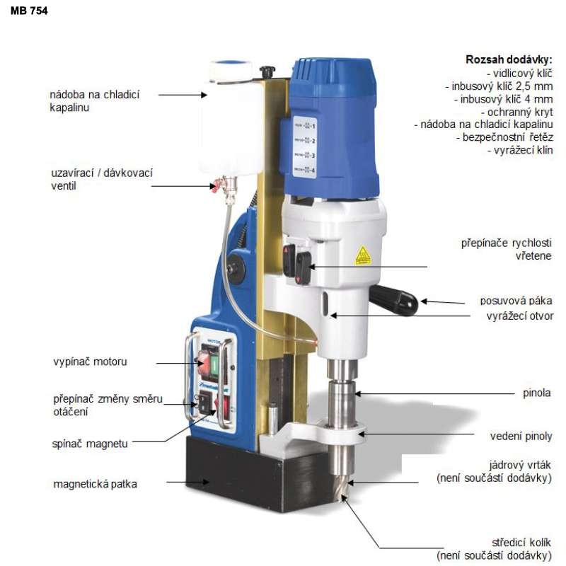 Magnetická vrtačka MB 754 Metallkraft