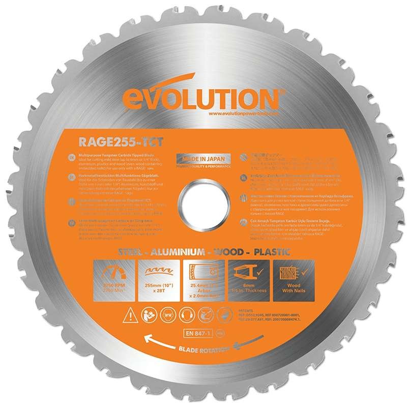 Multifunkční pilový kotouč EVOLUTION RAGE - 255x25,4x2 mm (28z)