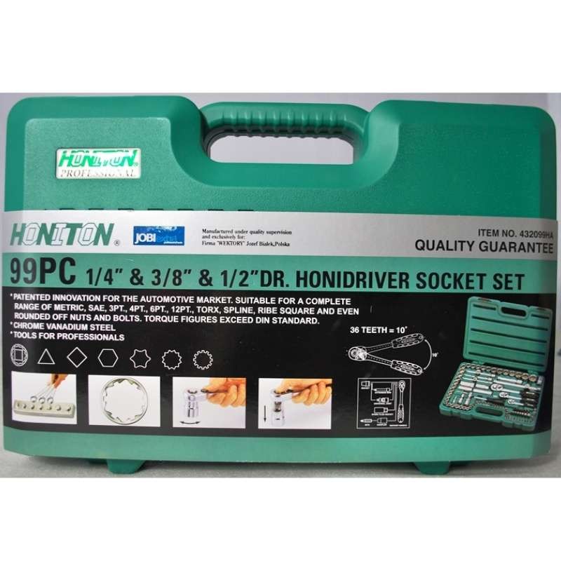 Gola sada H4399 Honiton - 99 dílů, (1/4" + 3/8" + 1/2"), HONIDRIVER