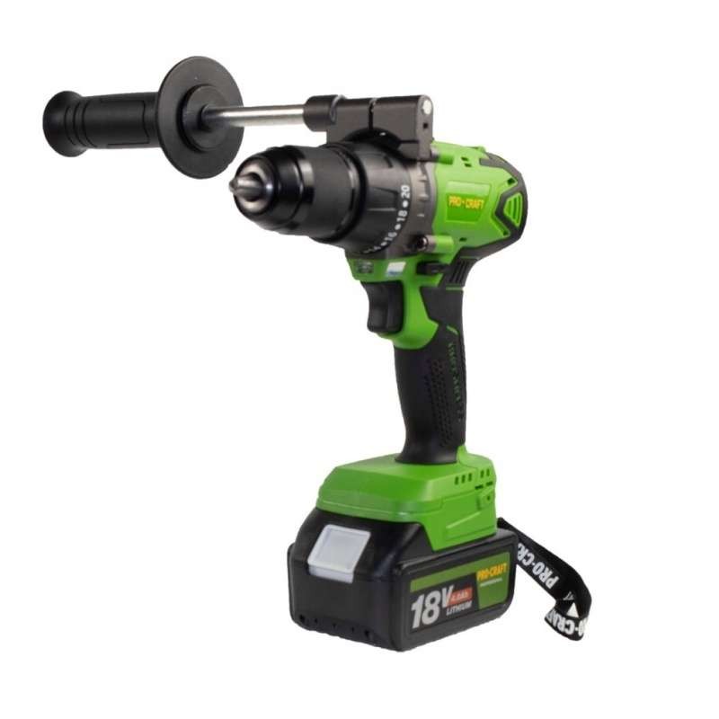 Bezuhlíkový aku vrtací šroubovák PA18BL PROCRAFT - 18V, 2x4,0Ah