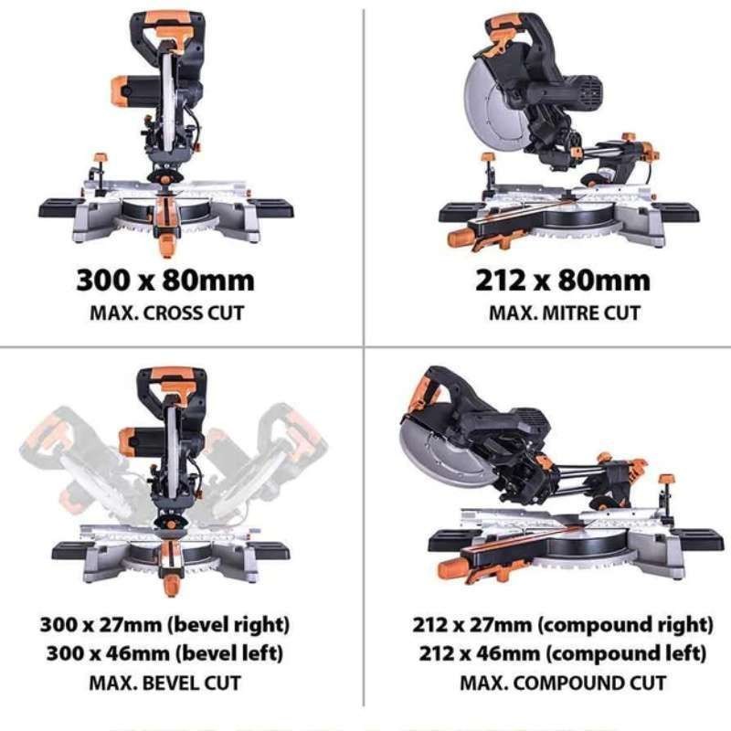 Multifunkční pokosová pila R255SMS-DB+ Evolution - 2 kW, Ø 255 mm, oboustranný náklop