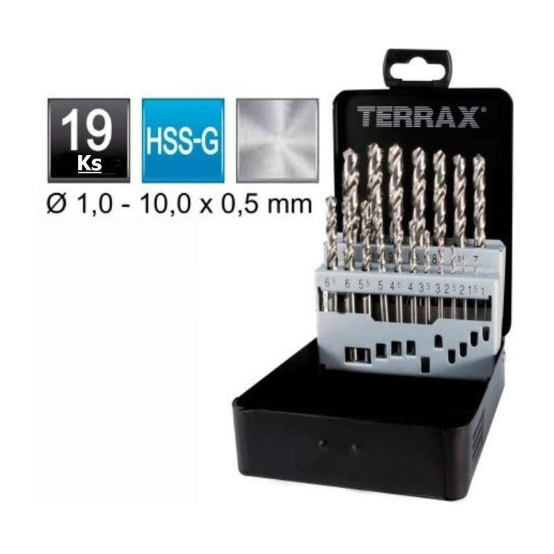 Sada vrtáků do kovu Terrax RUKO, 1-13 mm, HSS-G, 25 dílů