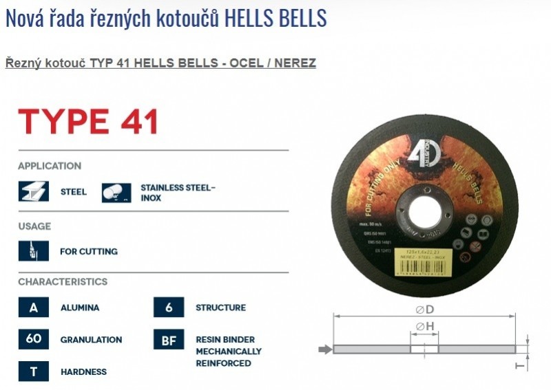 Řezný kotouč na nerez a ocel Hells Bells - 150 / 1,6