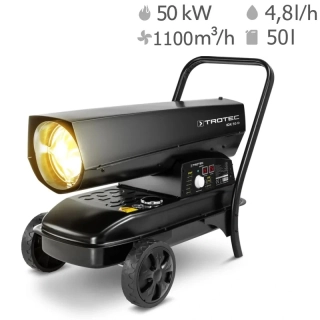 Naftové topidlo s přímým spalováním IDX50D TROTEC - 50 kW, 1100 m³/h, termostat